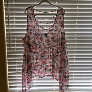 Chiffon ladder-back, shark-bite hem tank!